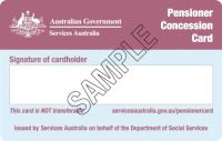 Example of the front of a Pensioner concession card